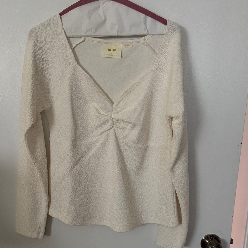 Maeve Ivory Textured Knit Top